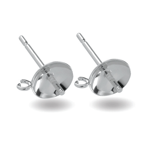 Pearl Cup Stud with Open Hook Polished
